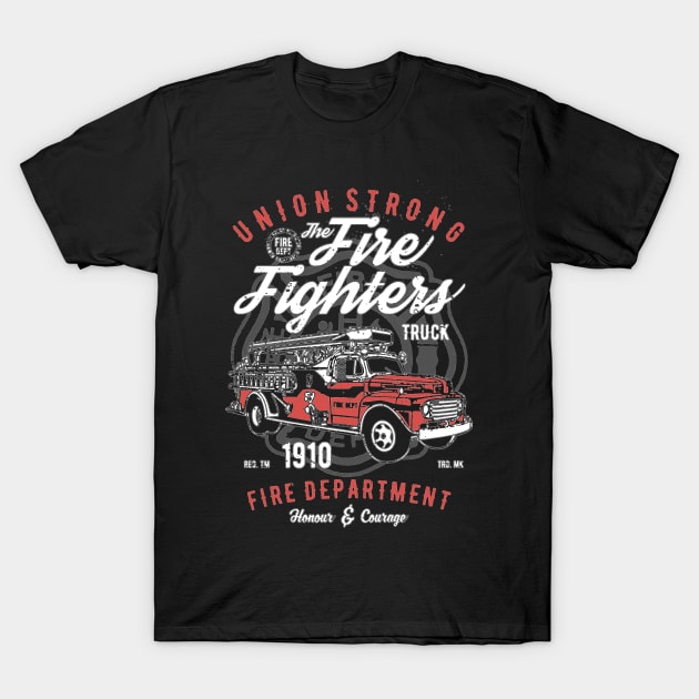 Union Strong Fire Fighter T-Shirt by JakeRhodes